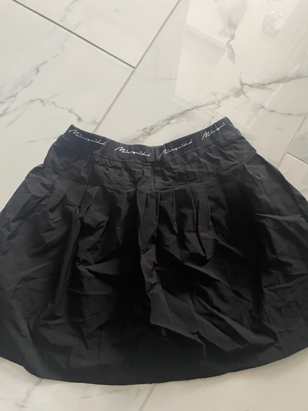 Missguided Black Pleated Mini Skirt with Branded Waistband